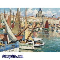 Tranh sơn dầu thuyền bè được sữa chữa